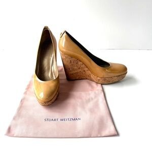 Stuart Weitzman Beige Patent Wedges